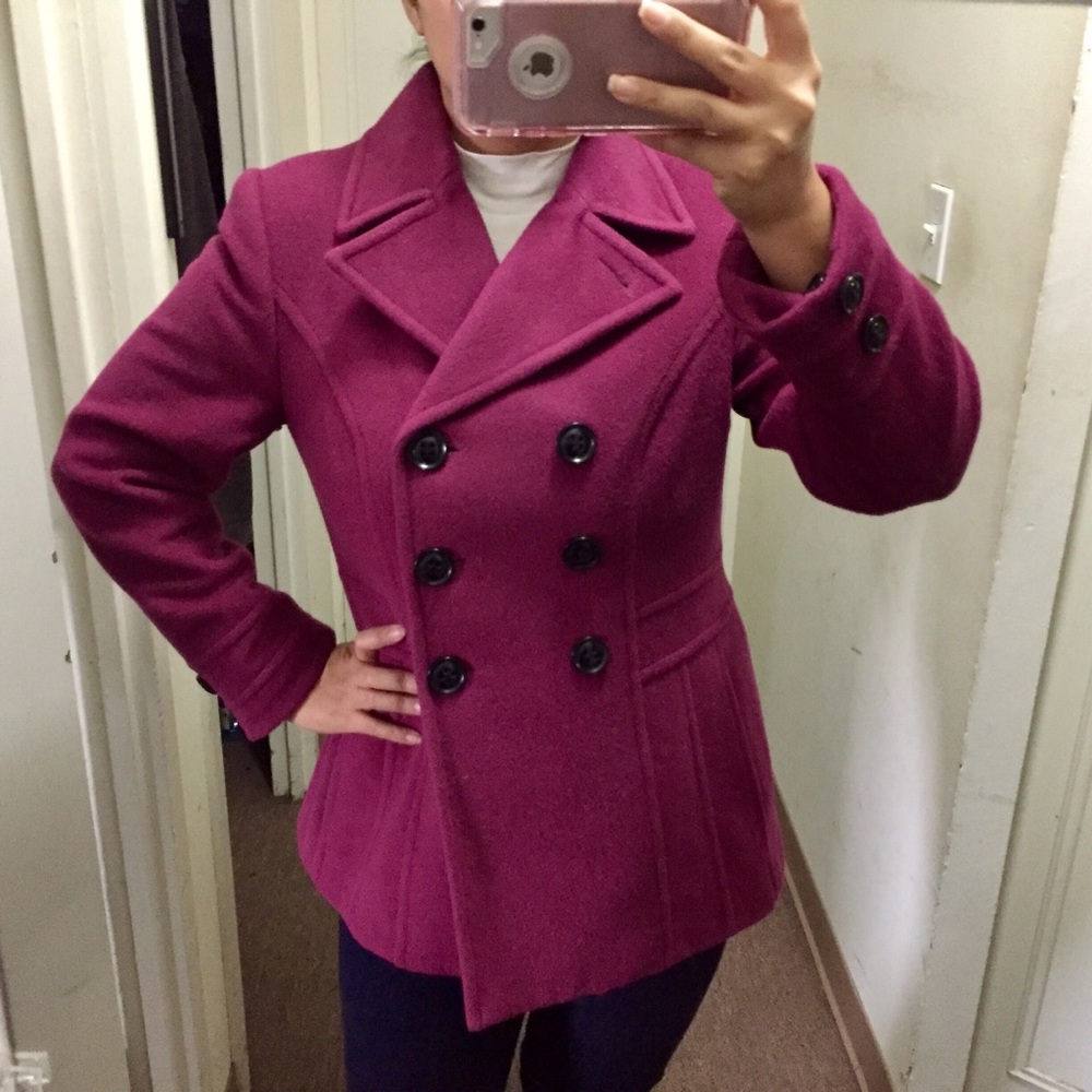 St. John’s Bay Raspberry Wool Cashmere Peacoat